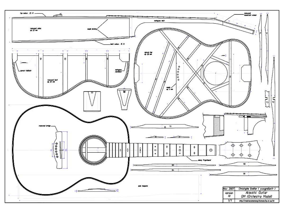 Чертежи акустической гитары Gibson j200